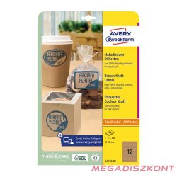   Etikett AVERY L7106-25 60 mm környezetbarát kör barna kraft 25 íves