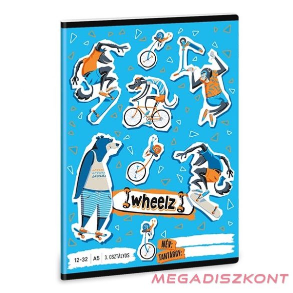 Füzet vonalas ARS UNA A/5 32 lapos 12-32 3. osztályos Wheelz