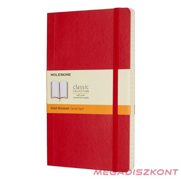 Notesz vonalas MOLESKINE QP616F2 "L" puhafedeles skarlát piros
