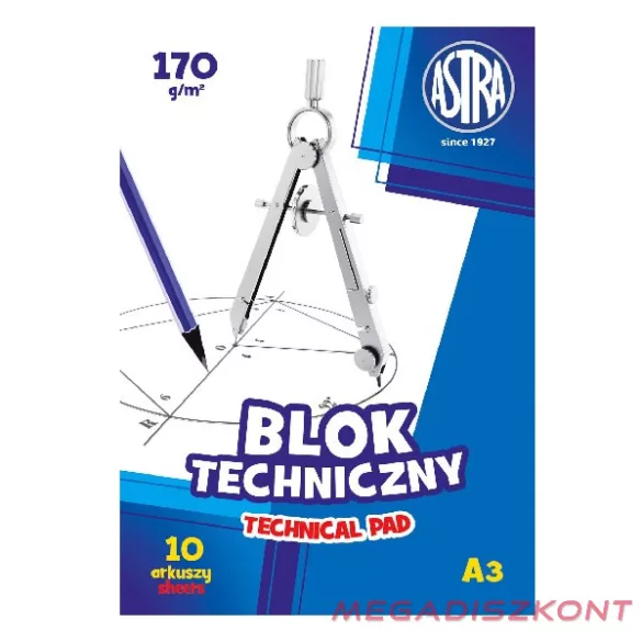Rajztömb műszaki ASTRA PAP A/3 170 g 10 lapos