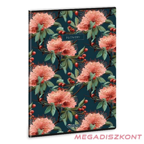 Füzet kockás ARS UNA A/4 40 lapos Extra kapcsos Flowery Green