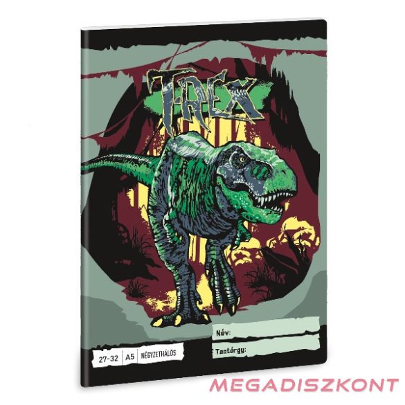 Füzet ARS UNA A/5 32 lapos kockás 27-32 T-Rex