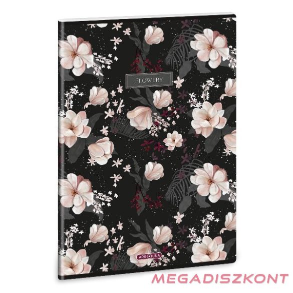 Füzet sima ARS UNA A/4 40 lapos Extra kapcsos Flowery Black