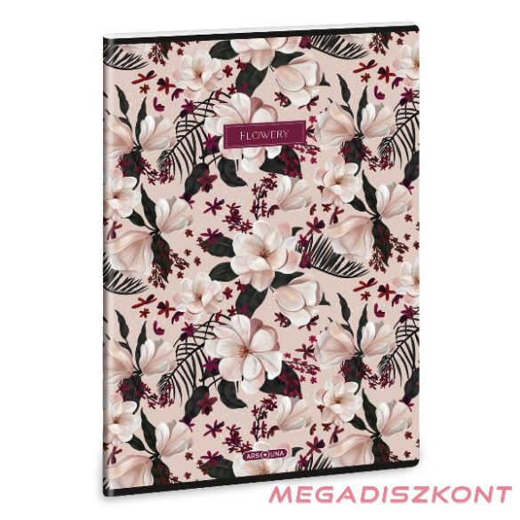 Füzet sima ARS UNA A/4 40 lapos Extra kapcsos Flowery Pink