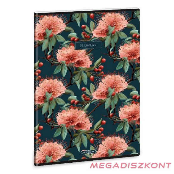 Füzet vonalas ARS UNA A/4 40 lapos Extra kapcsos Flowery Green
