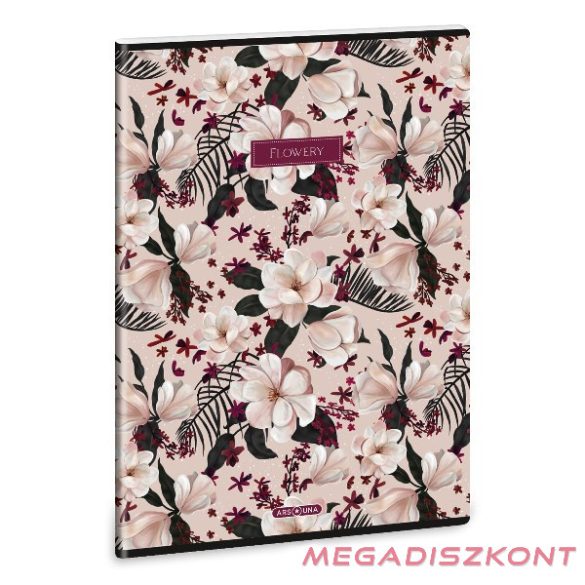 Füzet vonalas ARS UNA A/4 40 lapos Extra kapcsos Flowery Pink