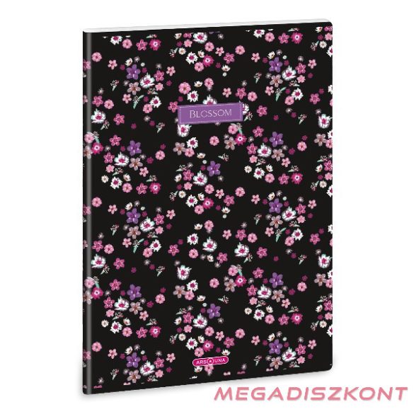 Füzet vonalas ARS UNA A/4 40 lapos Extra kapcsos Pearl Blossom Black