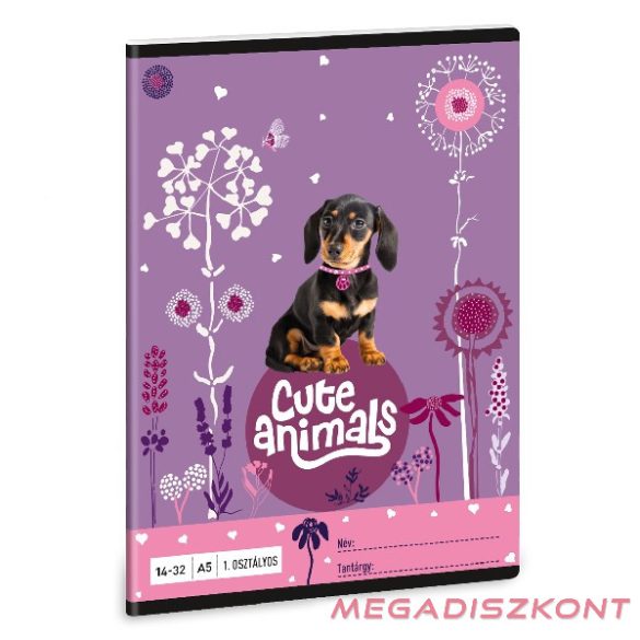 Füzet vonalas ARS UNA A/5 32 lapos 14-32 1.osztályos Cute Animals-Puppy