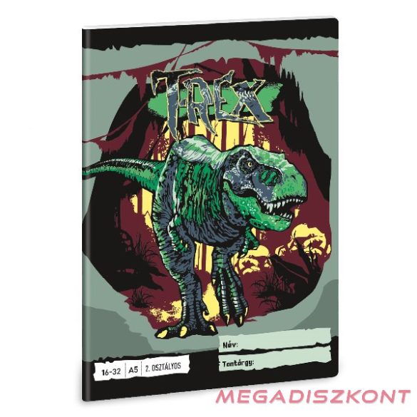 Füzet vonalas ARS UNA A/5 32 lapos 16-32 2.osztályos T-Rex