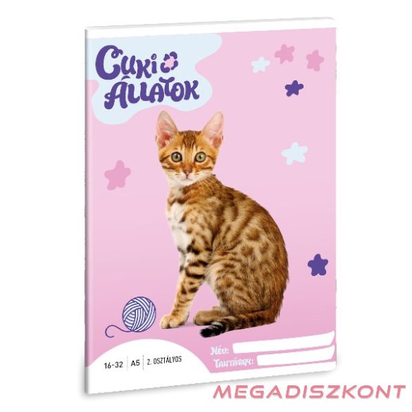 Füzet vonalas ARS UNA A/5 32 lapos 16-32 2.osztályos Cuki-Bengáli macska