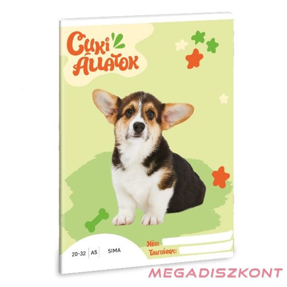 Füzet sima ARS UNA A/5 32 lapos 20-32 Cuki-Welsh corgi
