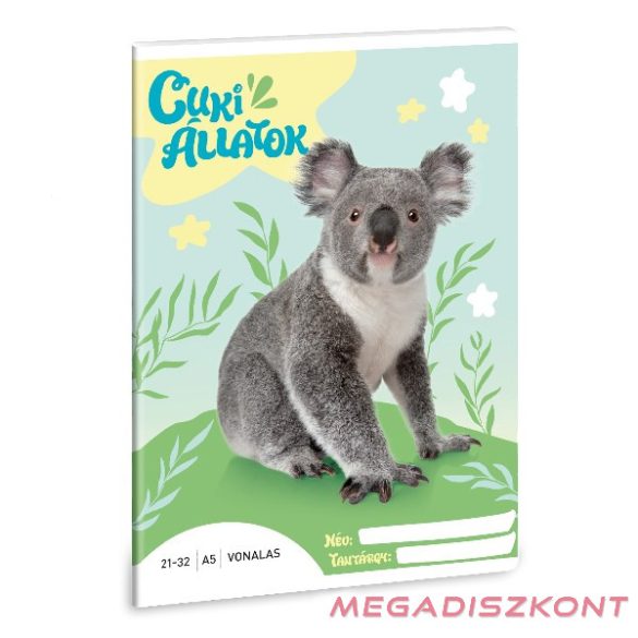 Füzet vonalas ARS UNA A/5 32 lapos 21-32 4-8. osztályos Cuki-Koala