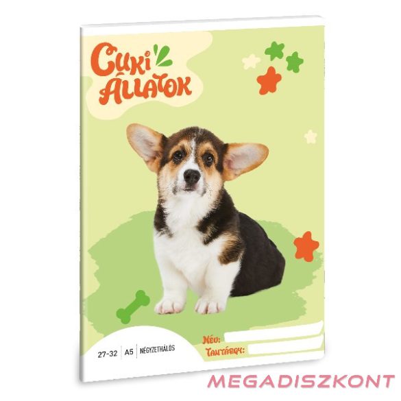 Füzet kockás ARS UNA A/5 32 lapos 27-32 Cuki-Welsh corgi