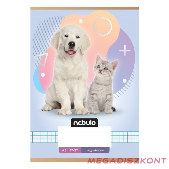 Füzet kockás NEBULO A/5 32 lapos 27-32 Állatok 16 darabos