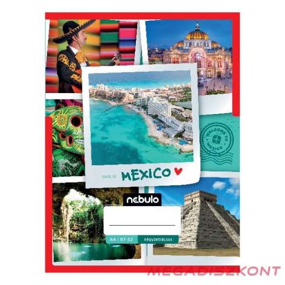 Füzet kockás NEBULO A/4 32 lapos 87-32 Ország-Város 12 darabos