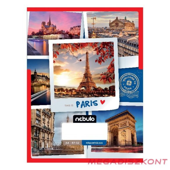 Füzet kockás NEBULO A/4 32 lapos 87-32 Ország-Város 12 darabos