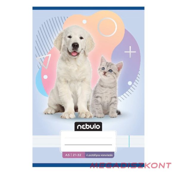 Füzet vonalas NEBULO A/5 32 lapos 21-32 4-8.osztályos Állatok 16 darabos