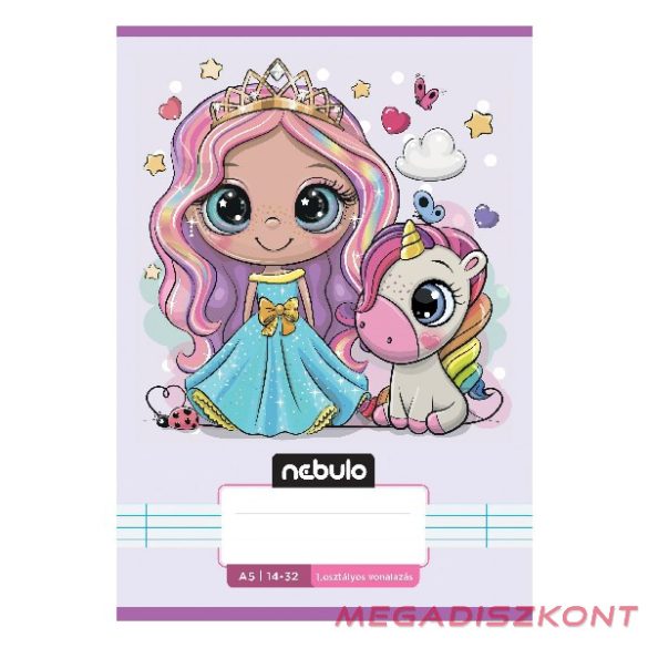 Füzet vonalas NEBULO A/5 32 lapos 14-32 1.osztályos Cuki 16 darabos