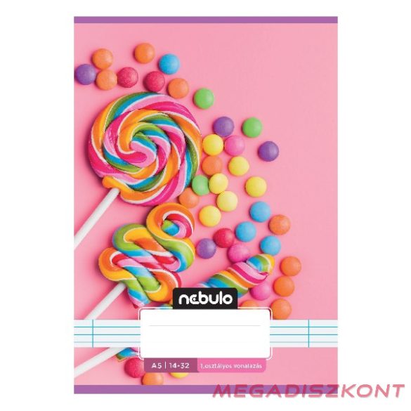 Füzet vonalas NEBULO A/5 32 lapos 14-32 1.osztályos Cuki 16 darabos