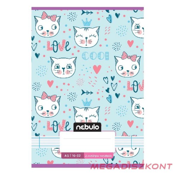 Füzet vonalas NEBULO A/5 32 lapos 16-32 2.osztályos Cuki 16 darabos