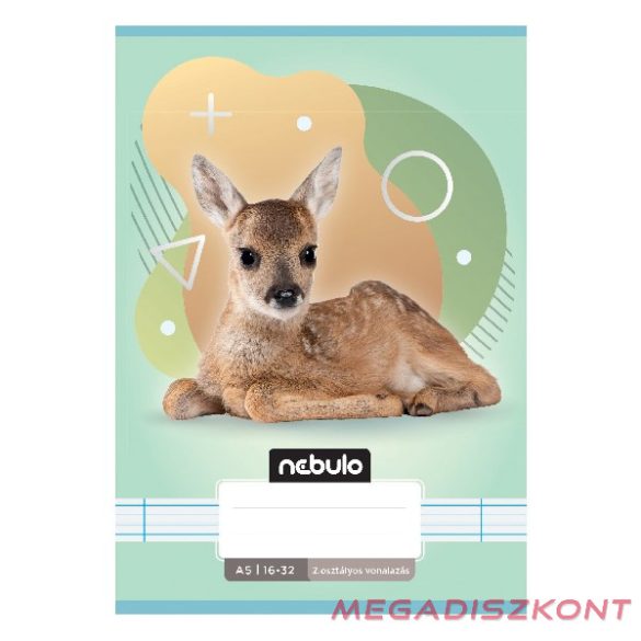 Füzet vonalas NEBULO A/5 32 lapos 16-32 2.osztályos Állatok 16 darabos