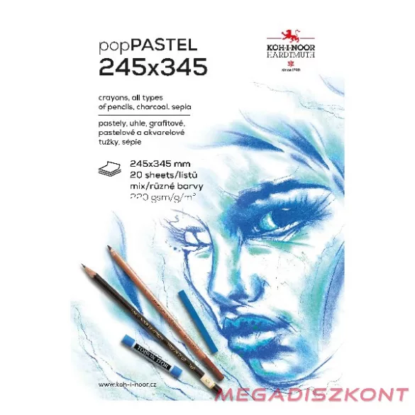 Rajztömb KOH-I-NOOR 9920 245x345 mm 20 lapos pasztell színes