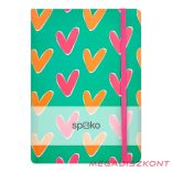 Jegyzetfüzet vonalas SPOKO A/5 96 lapos gumis keményfedeles kicsi szív