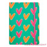 Jegyzetfüzet vonalas SPOKO A/5 96 lapos gumis keményfedeles kicsi szív