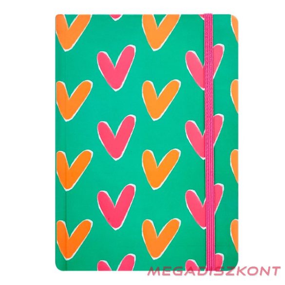 Jegyzetfüzet vonalas SPOKO A/5 96 lapos gumis keményfedeles kicsi szív