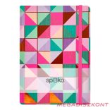 Jegyzetfüzet vonalas SPOKO A/5 96 lapos gumis keményfedeles színes mozaik