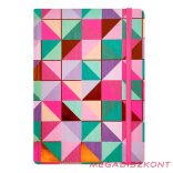 Jegyzetfüzet vonalas SPOKO A/5 96 lapos gumis keményfedeles színes mozaik