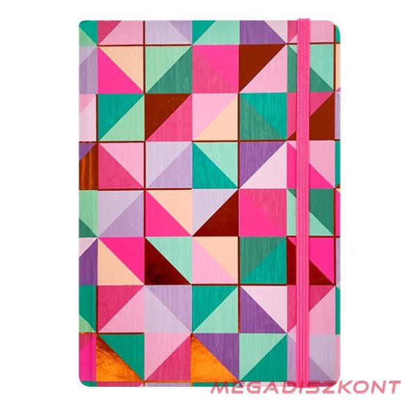 Jegyzetfüzet vonalas SPOKO A/5 96 lapos gumis keményfedeles színes mozaik