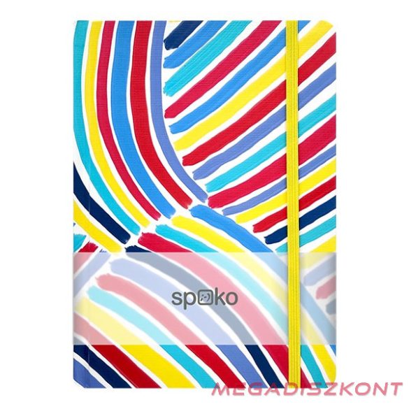 Jegyzetfüzet vonalas SPOKO A/5 96 lapos gumis keményfedeles kék ecset