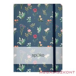   Jegyzetfüzet vonalas SPOKO A/5 96 lapos gumis keményfedeles virágok