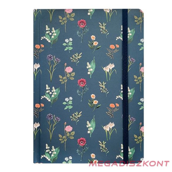 Jegyzetfüzet vonalas SPOKO A/5 96 lapos gumis keményfedeles virágok