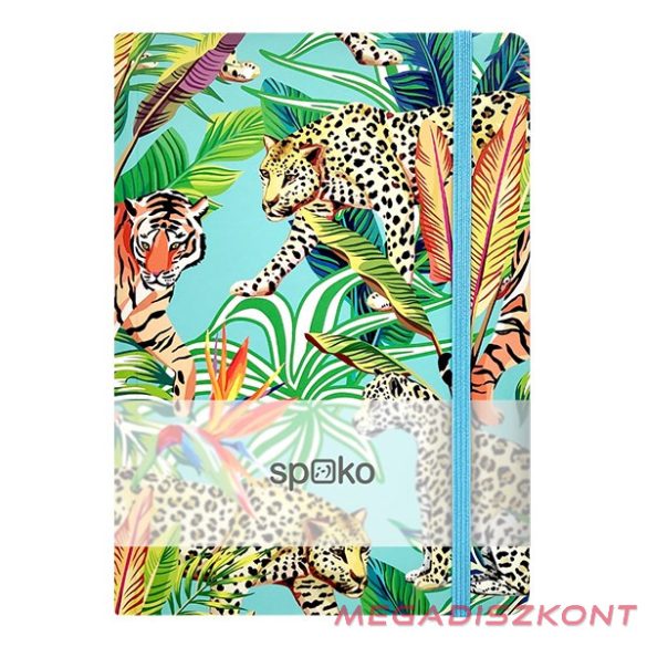 Jegyzetfüzet vonalas SPOKO A/5 96 lapos gumis keményfedeles gepárd