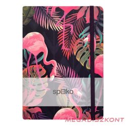   Jegyzetfüzet vonalas SPOKO A/5 96 lapos gumis keményfedeles flamingó