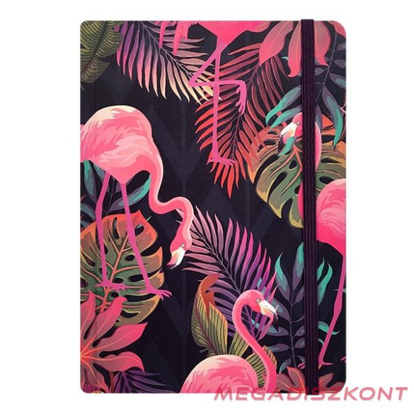 Jegyzetfüzet vonalas SPOKO A/5 96 lapos gumis keményfedeles flamingó