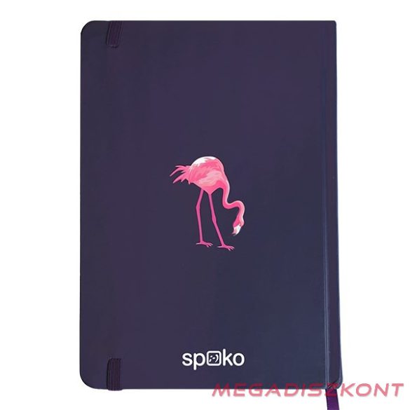 Jegyzetfüzet vonalas SPOKO A/5 96 lapos gumis keményfedeles flamingó