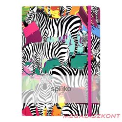   Jegyzetfüzet vonalas SPOKO A/5 96 lapos gumis keményfedeles zebra