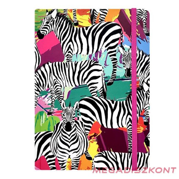 Jegyzetfüzet vonalas SPOKO A/5 96 lapos gumis keményfedeles zebra