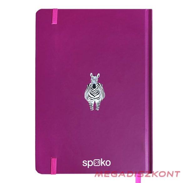 Jegyzetfüzet vonalas SPOKO A/5 96 lapos gumis keményfedeles zebra