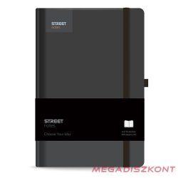   Notesz vonalas STREET Casual A/5 96 lapos gumis keményfedelű fekete