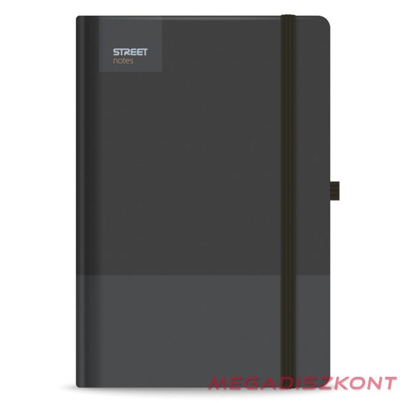 Notesz vonalas STREET Casual A/5 96 lapos gumis keményfedelű fekete