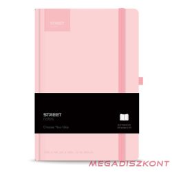  Notesz vonalas STREET Casual A/5 96 lapos gumis keményfedelű pasztell rózsaszín