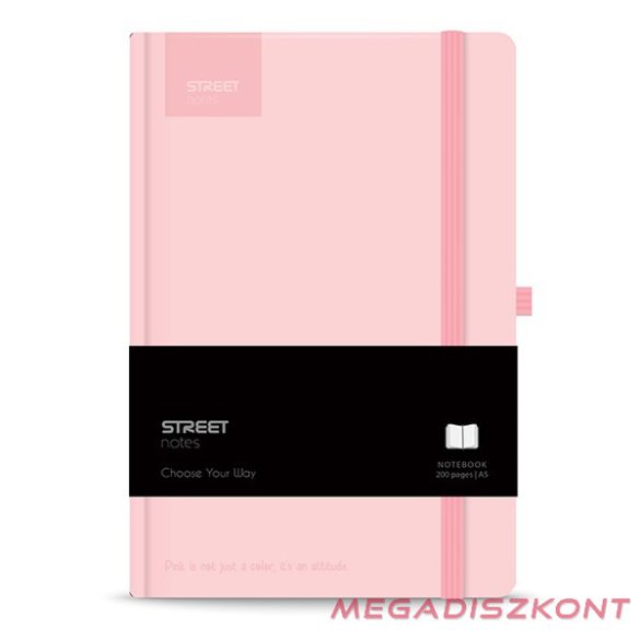 Notesz vonalas STREET Casual A/5 96 lapos gumis keményfedelű pasztell rózsaszín
