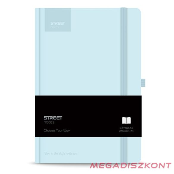 Notesz vonalas STREET Casual A/5 96 lapos gumis keményfedelű pasztell kék