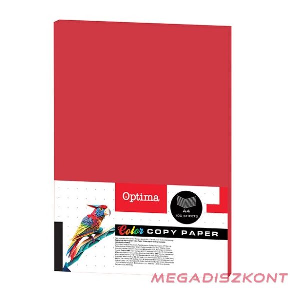 Fénymásolópapír színes OPTIMA A/4 80 g piros 100 ív/csomag