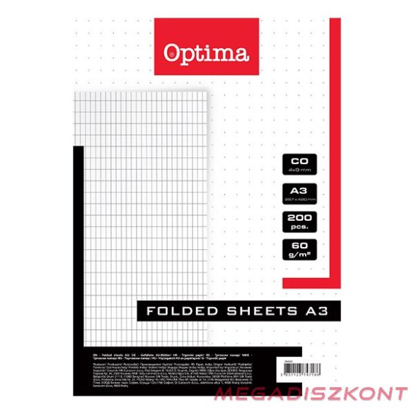 Rovatolt ív OPTIMA A/3 franciakockás 60 g 200 ív/csomag