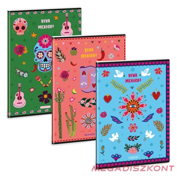 Füzet kockás ARS UNA A/4 40 lapos Extra kapcsos Viva Mexico 10 darabos